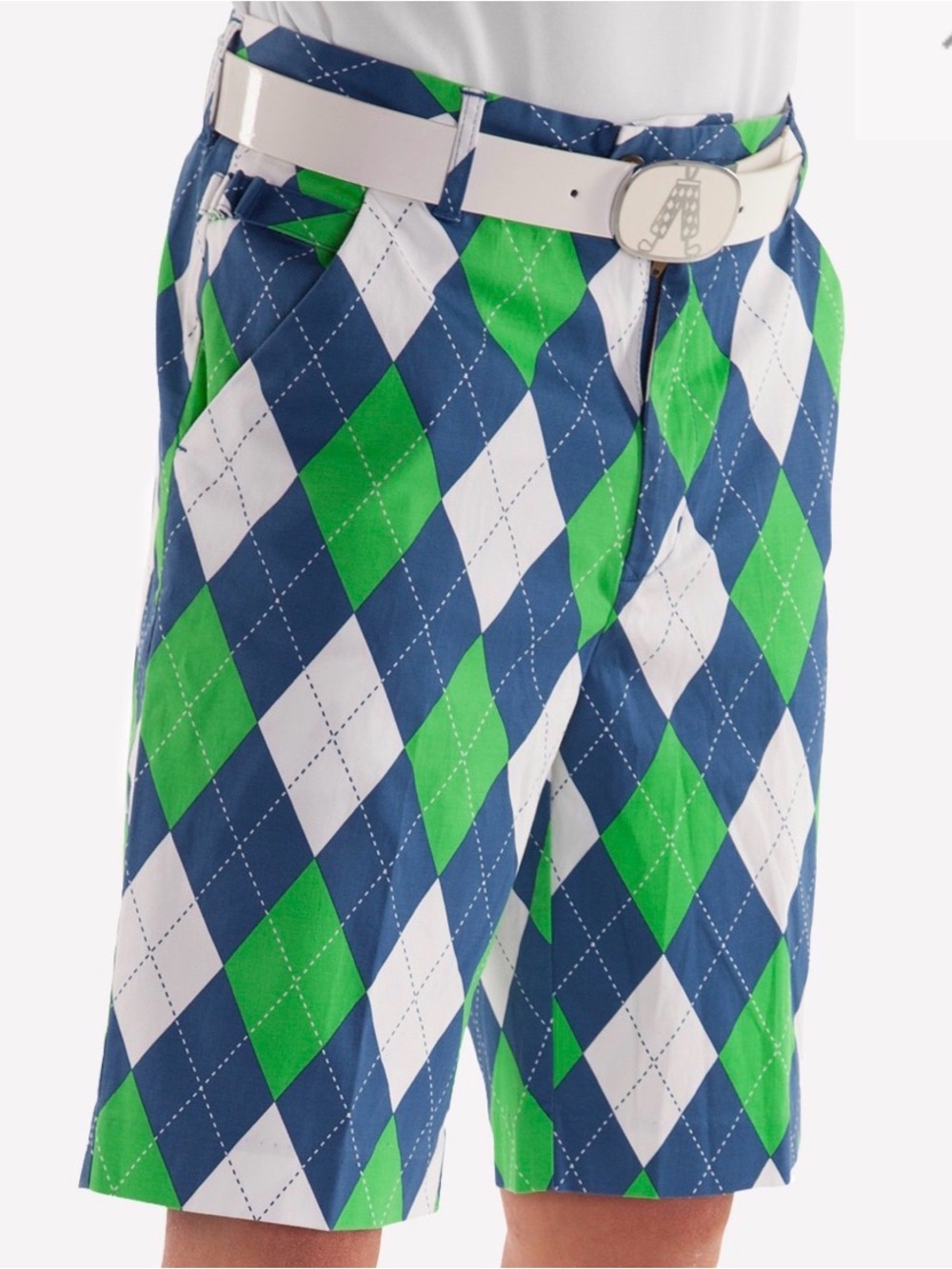 Royal & Awesome Blues on the Green Argyle Golf Shorts Men’s 34